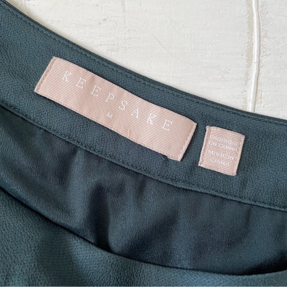 Keepsake Off The Shoulder Dress Pleats Mini  Dress Bottle Green Size M - Picture 6 of 10